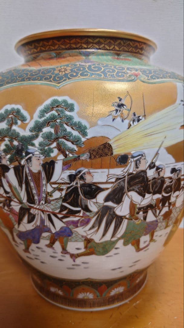 専用　九谷　松月銘　花瓶　忠臣蔵　赤穂浪士　大石内蔵助図