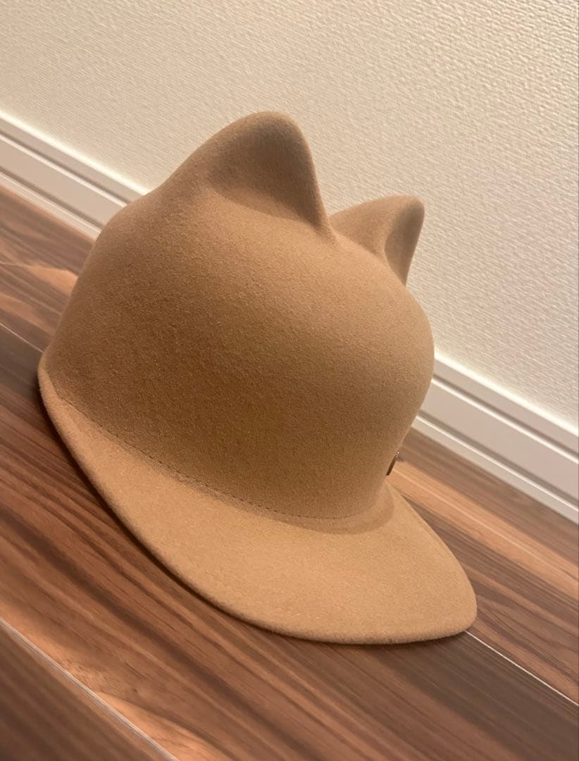 猫耳付きベージュキャップ フリーサイズ