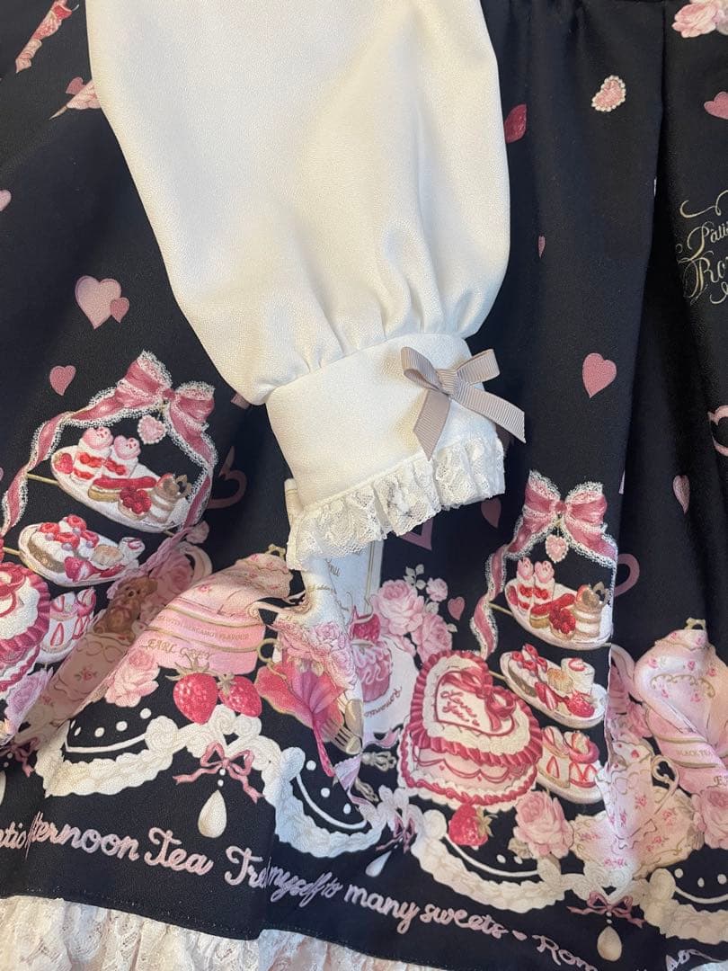 LIZLISA アフタヌーンティー柄 ワンピース　黒