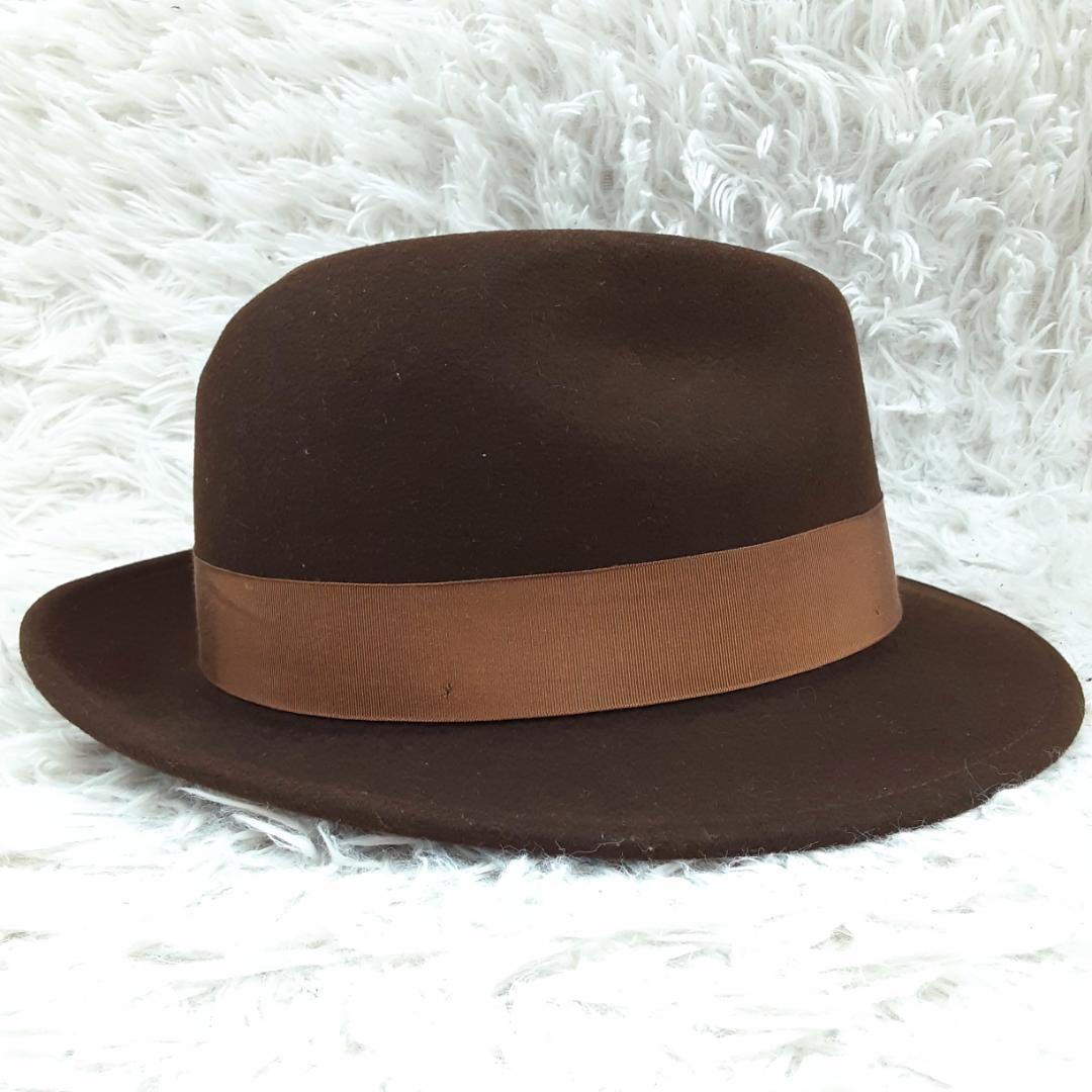 美品◎Bailey ベイリー BLIXELN フェルトハット 中折れハット 茶
