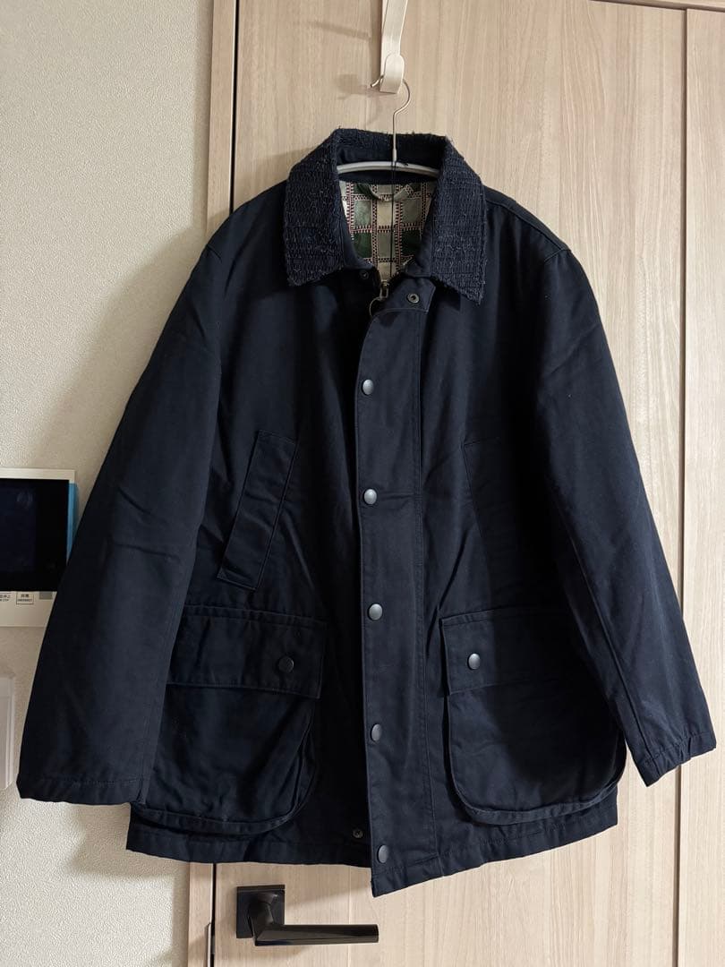 新品 KUON 襟裂織り フィールドジャケット ネイビーチノ
