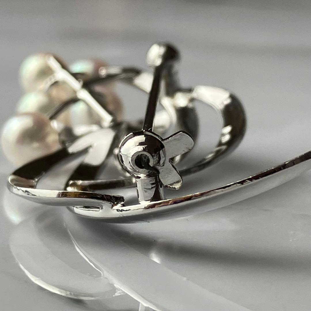 MIKIMOTO ミキモト あこや 本真珠 パール ブローチ リーフ 5粒