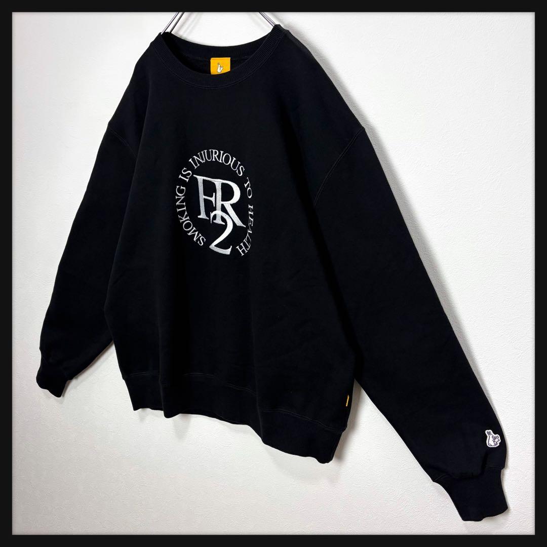 【希少XL】FR2★ビッグ刺繍ロゴ スウェット ブラック 即完売デザイン 美品