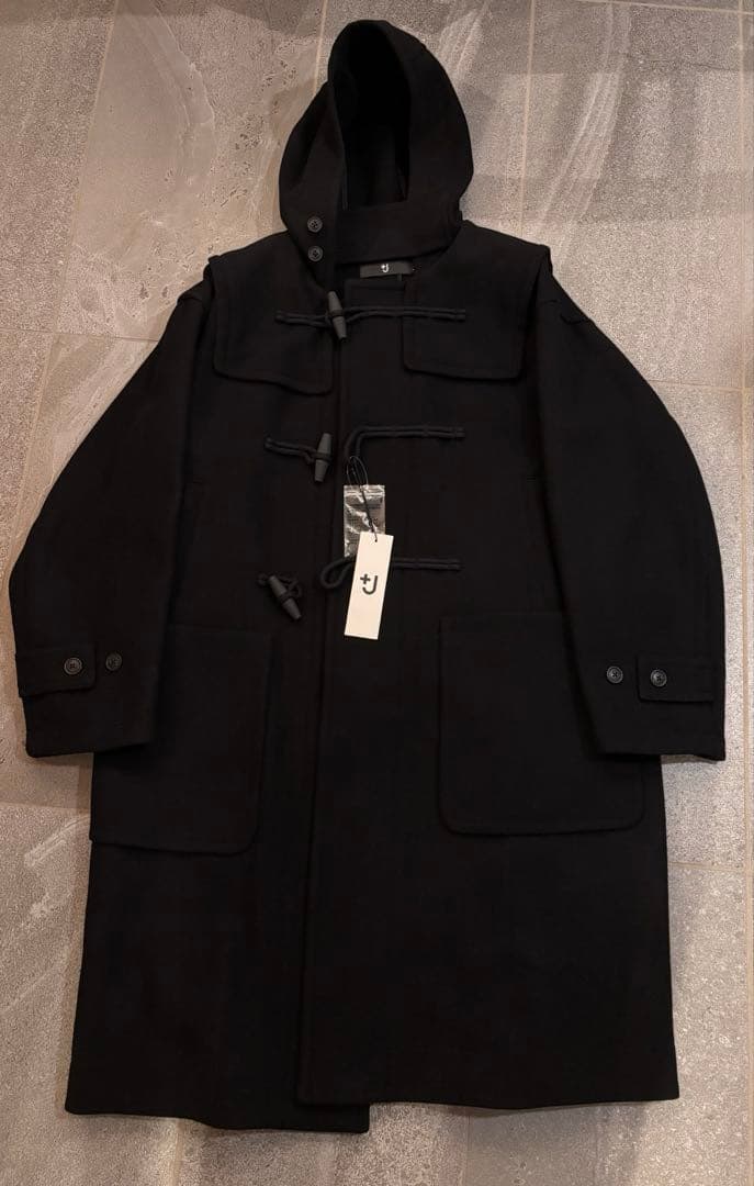 【新品未使用】ユニクロ　+J ウールオーバーサイズダッフルコート　ブラック M