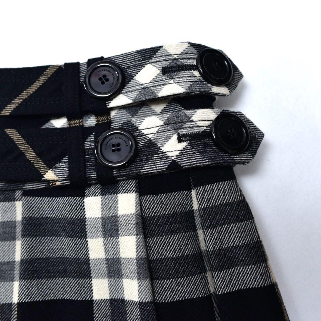 バーバリーブルーレーベル　チェック　ミニスカート　プリーツ　ダブルベルト　36
