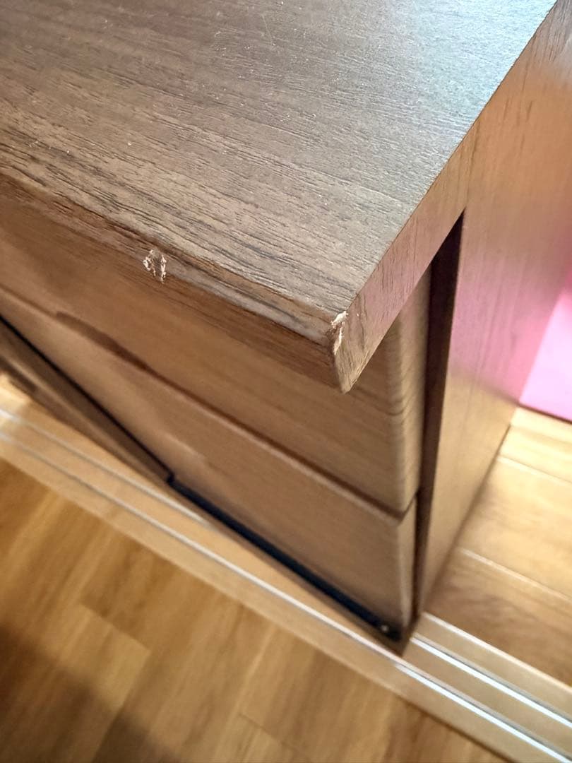 木目調 食器棚 ガラス扉 4引き出し