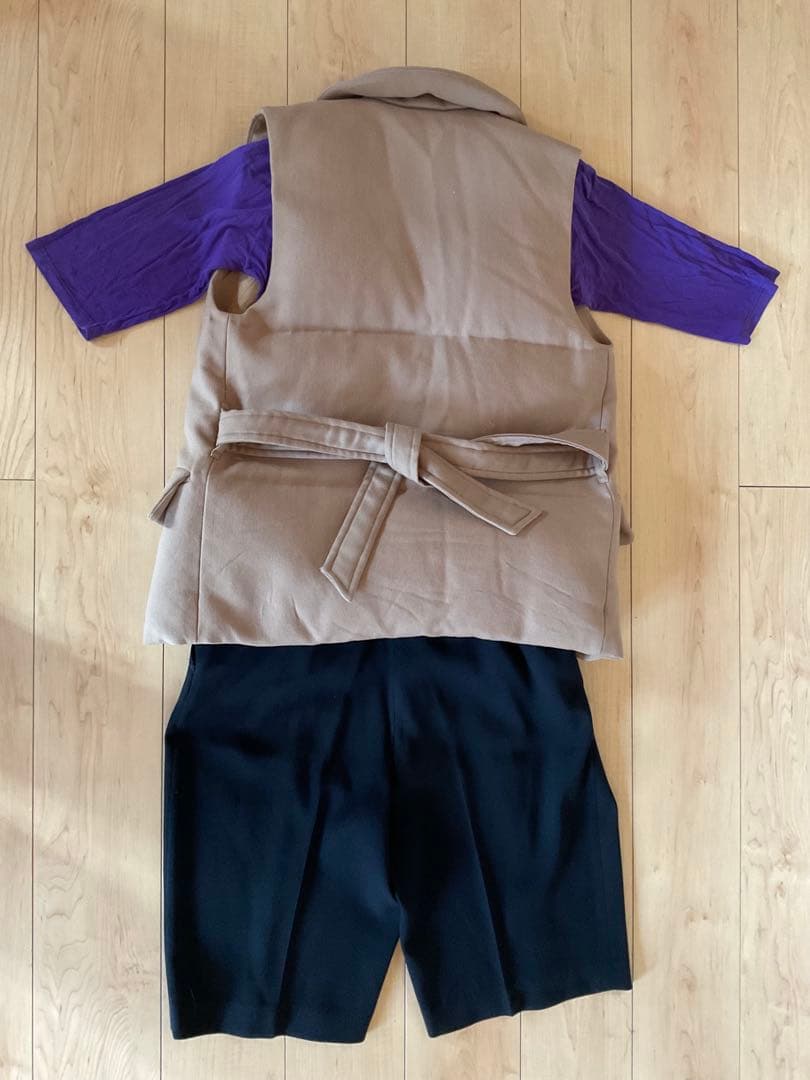 ベージュノースリーブベストウエストリボン付き