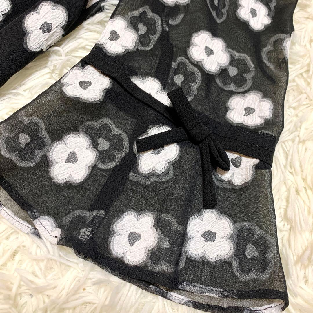 美品✨エムズグレイシー フラワー刺繍 ワンピース ドレス シアー リボン 40