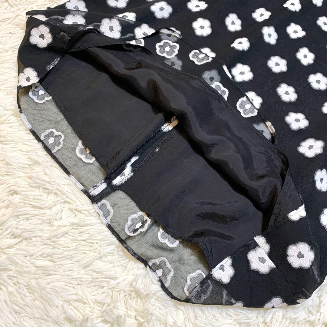 美品✨エムズグレイシー フラワー刺繍 ワンピース ドレス シアー リボン 40