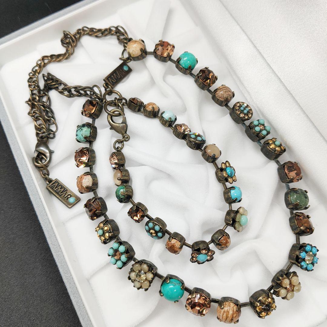 【美品】アマーロ AMARO ネックレス+ブレスレットセット 天然石 ターコイズ