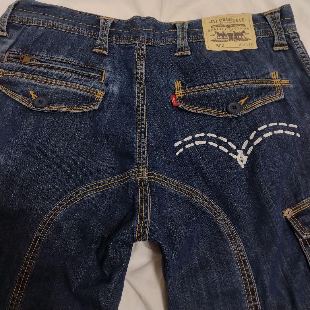 希少 W34 リーバイス502 ペイントデニムパンツ カーゴパンツ ワークパンツ