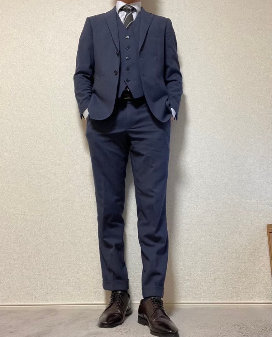 【即日発送】ORIHICA スーツ 3ピースセット メンズ ネイビー 美品