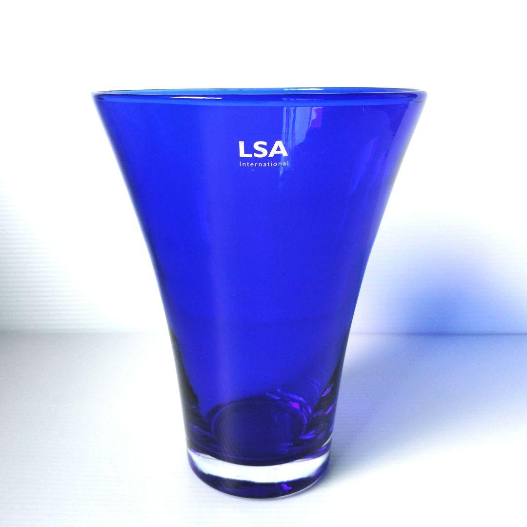 LSA エルエスエー フラワーベース ガラス 花器 花瓶 ブルー コバルトブルー