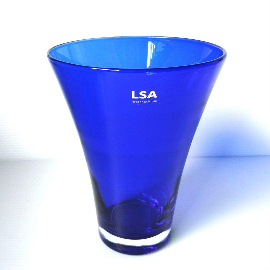 LSA エルエスエー フラワーベース ガラス 花器 花瓶 ブルー コバルトブルー