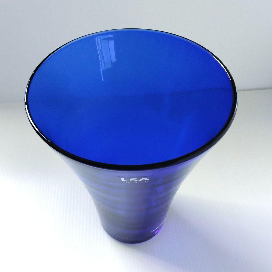 LSA エルエスエー フラワーベース ガラス 花器 花瓶 ブルー コバルトブルー