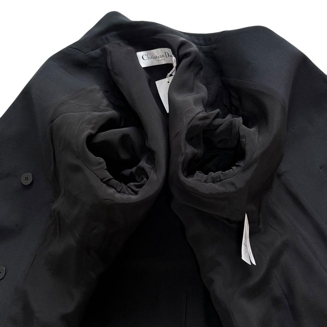 現行★クリスチャンディオール バージャケット ダブル ウールシルク 黒 46
