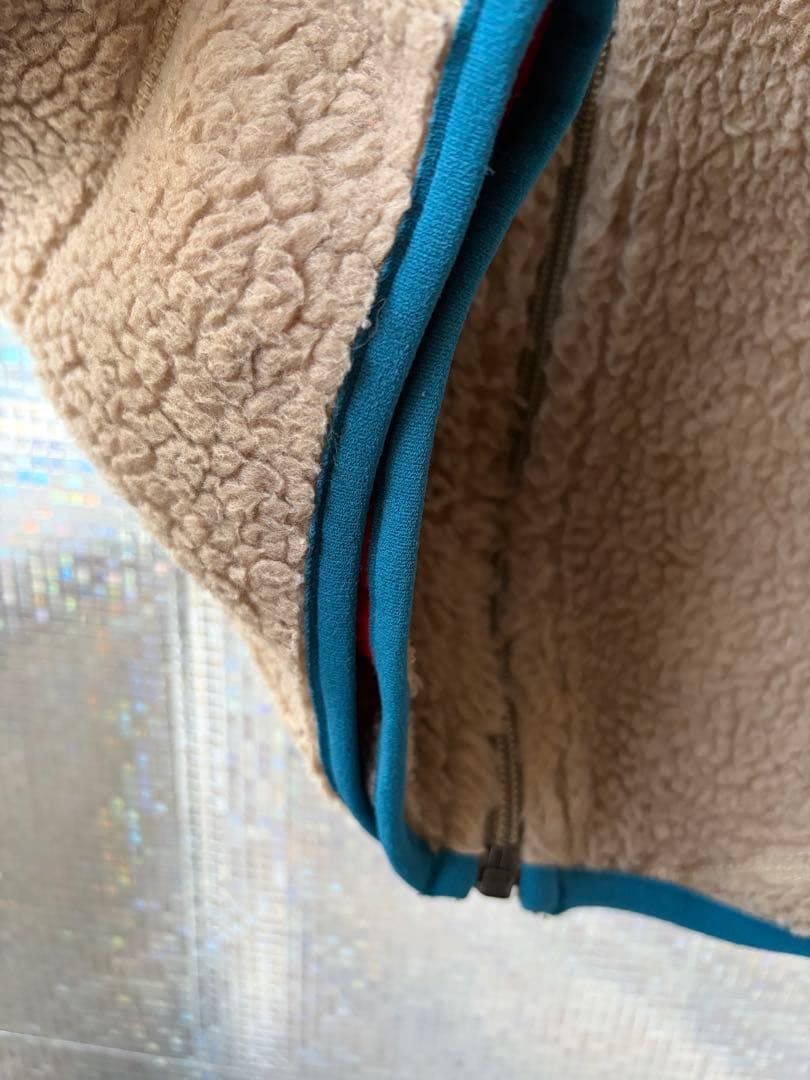【極美品】レトロx パタゴニア フリース ベスト S ベージュ/青ブルー