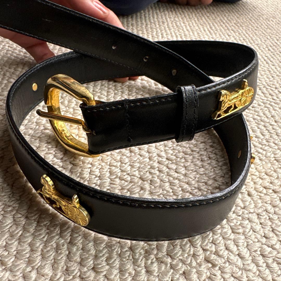 今週末まで！！値下げ！CÉLINE 黒いベルト 馬車と馬の金具／セリーヌ