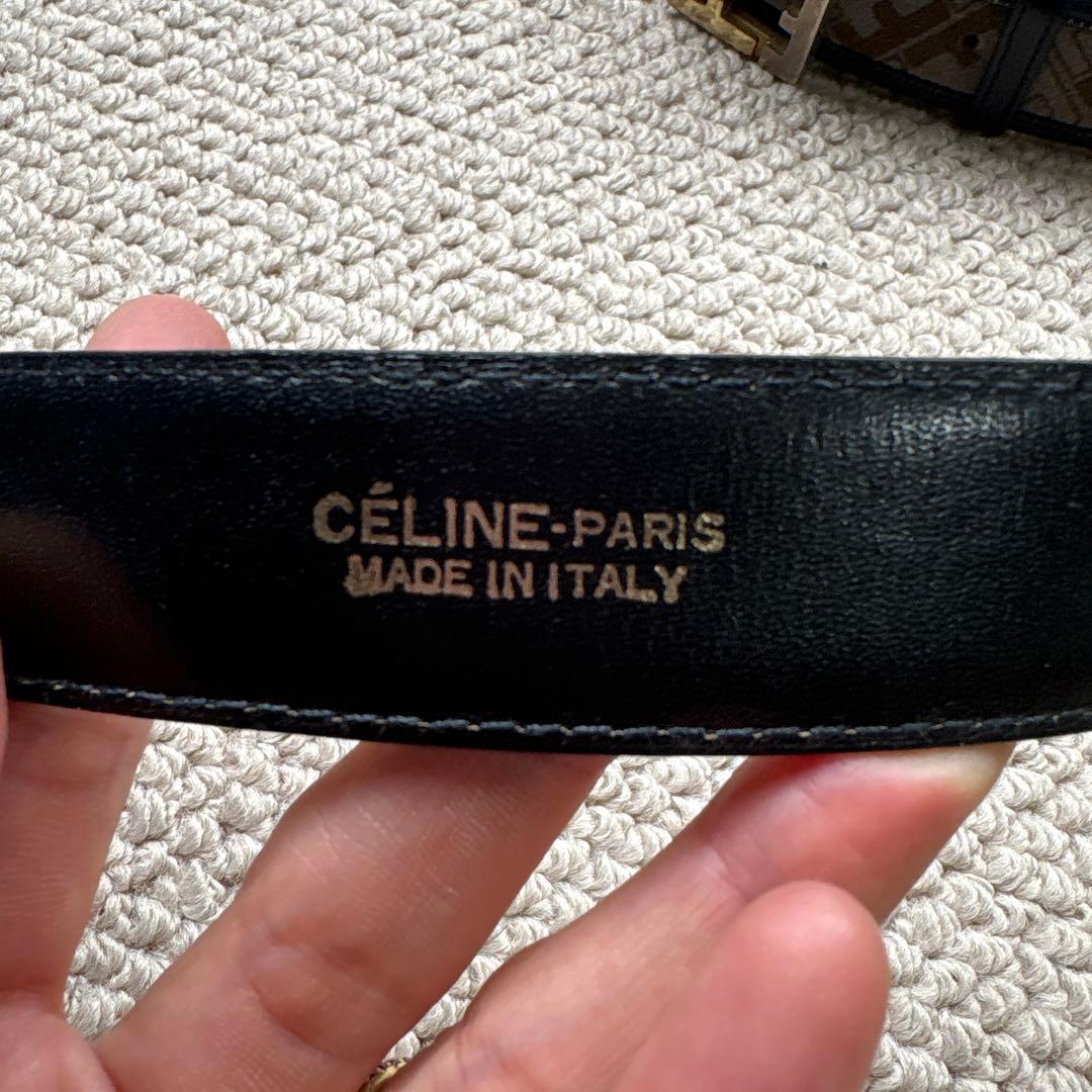今週末まで！！値下げ！CÉLINE 黒いベルト 馬車と馬の金具／セリーヌ