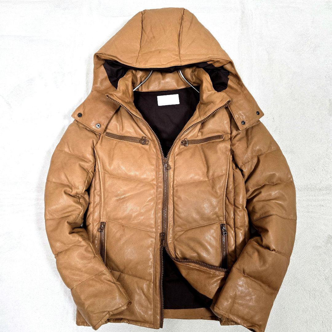 エーゼイバイジュンハシモト レザー ダウンジャケット 羊革 2way キャメルM