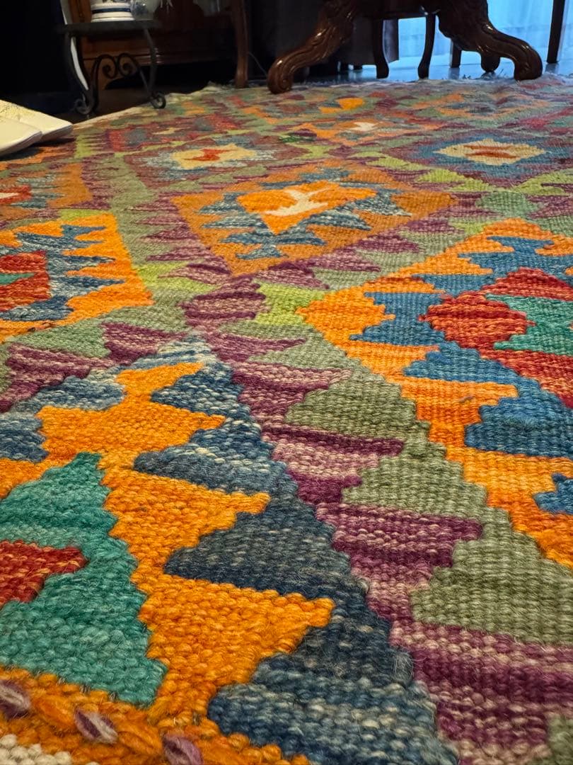 Vol.4アフガニスタン　遊牧民　手織りキリム　センターラグ　174×127④