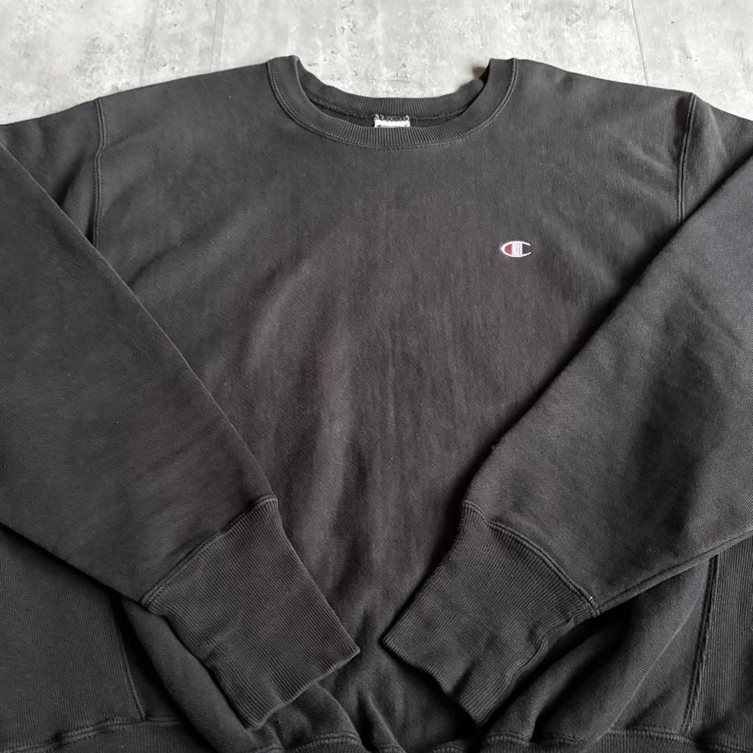 【90s champion】リバースウィーブ　スウェット　墨黒　フェード　古着