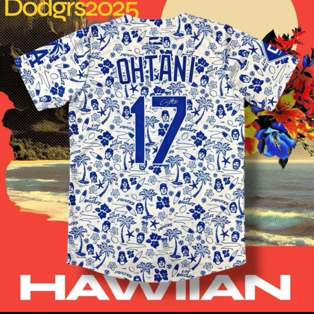 ドジャース 大谷 翔平 ユニフォーム アロハ ハワイアンシャツ サインプリント
