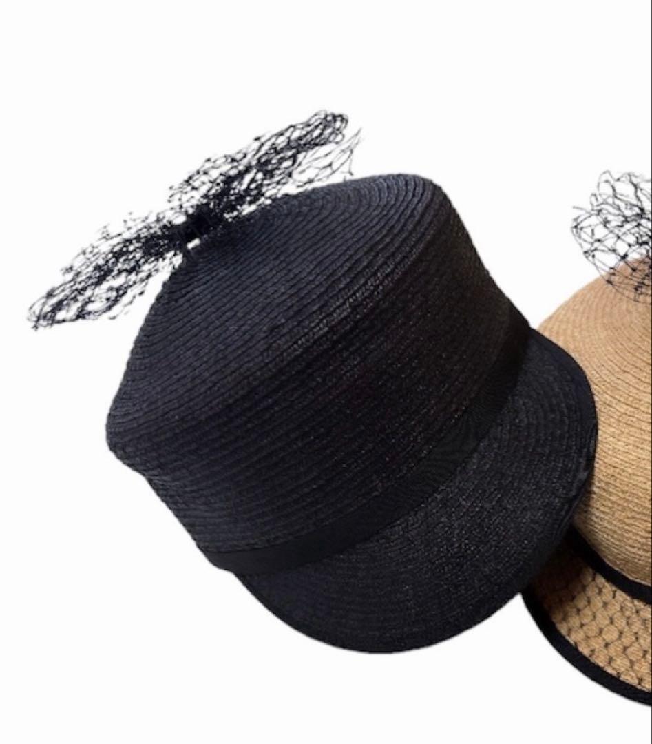 チュールリボン付きキャスケット Black ♡ hiand