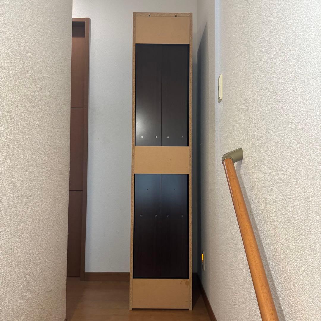 日本製 ぼん家具／木製スライド本棚 漫画 DVD 隙間 引き出し棚×2収納ボード