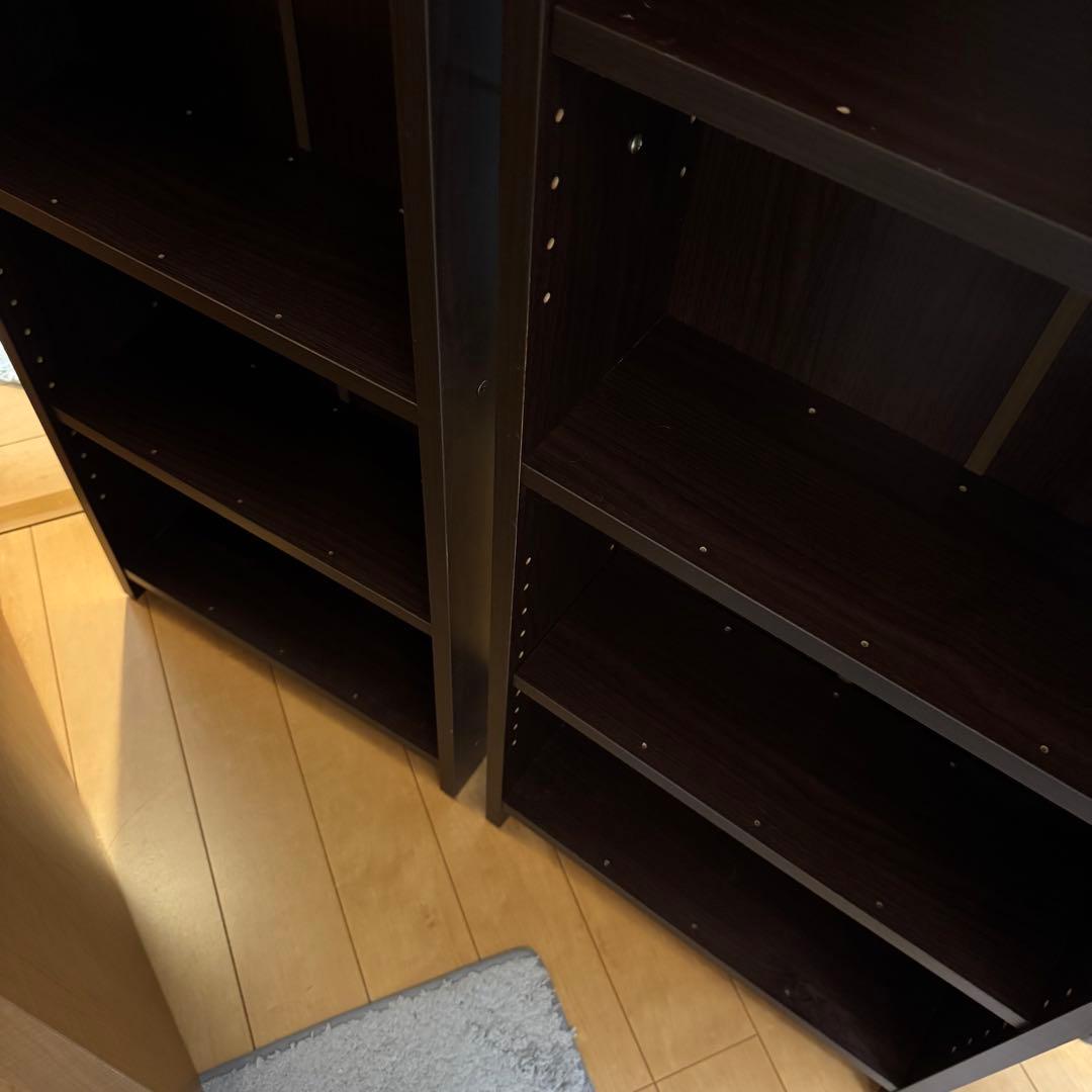 日本製 ぼん家具／木製スライド本棚 漫画 DVD 隙間 引き出し棚×2収納ボード