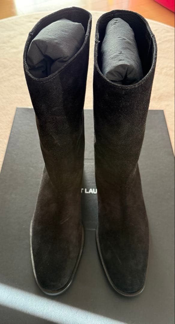 新品　SAINT LAURENT サンローラン　ブラックスエードロングブーツ