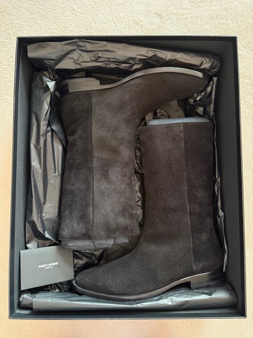 新品　SAINT LAURENT サンローラン　ブラックスエードロングブーツ