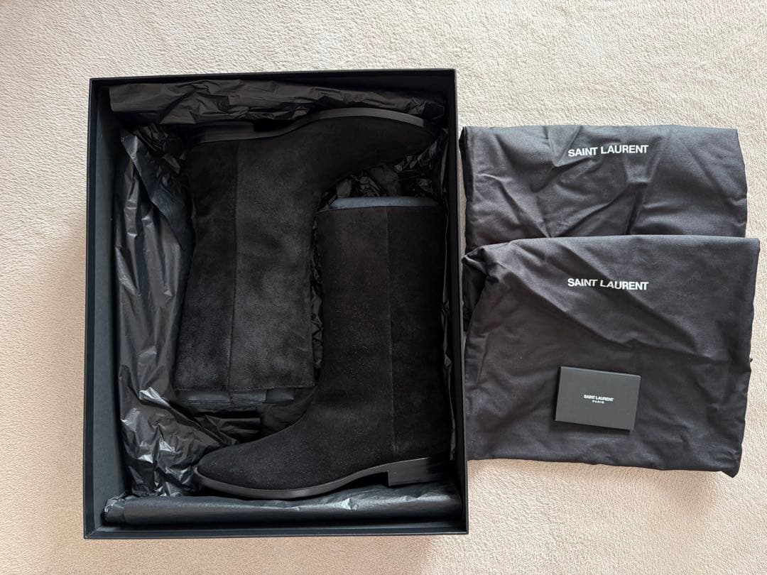 新品　SAINT LAURENT サンローラン　ブラックスエードロングブーツ