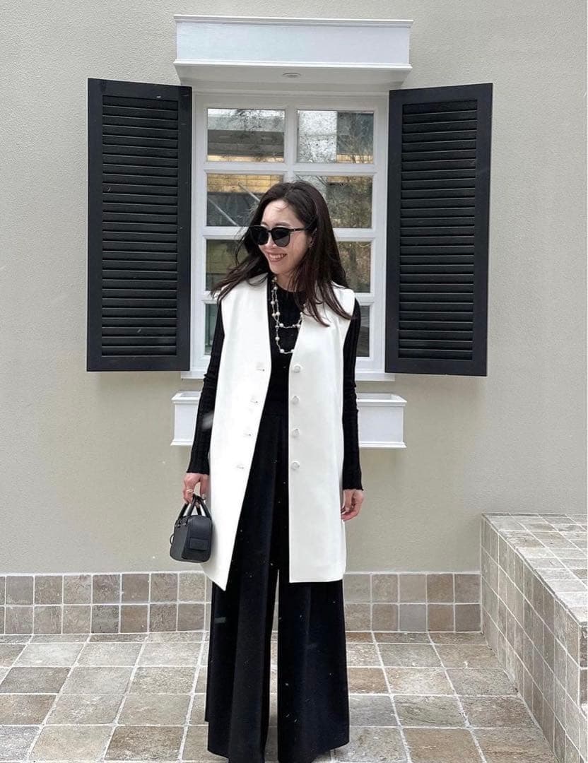 春のジレ★yonfa ヨンファ　スクエアジレ　　Pearl