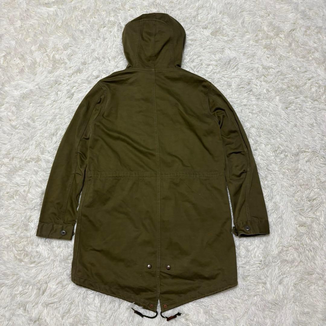 【フレッドペリー】2way モッズコート　ストライプ　ロゴ刺繍　カーキ　S