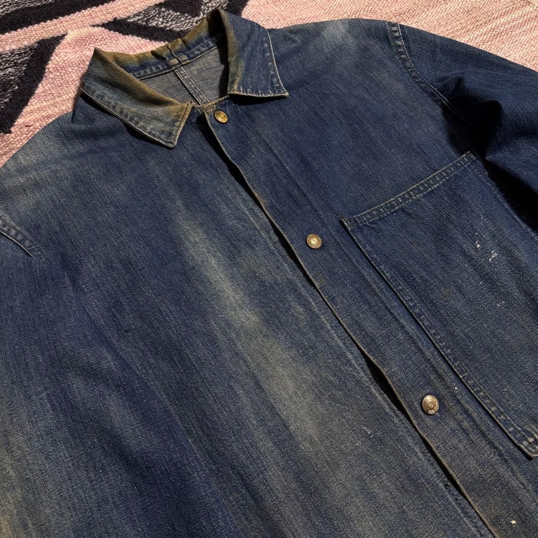 40s White field 大戦デニムカバーオール　鬼フェード　50s