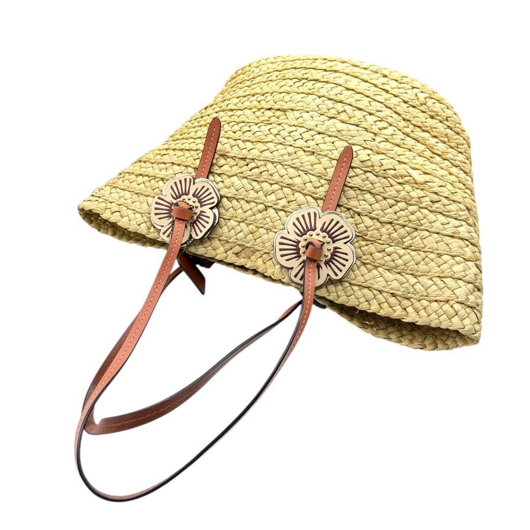 【極美品】COACH コーチ ストロー トートバッグ ショルダーバッグ ベージュ