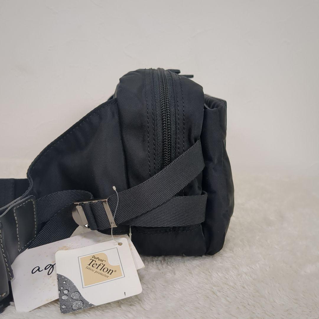 【未使用品】agnes b.VOYAGE　アニエスベー　ナイロン　レザー　黒