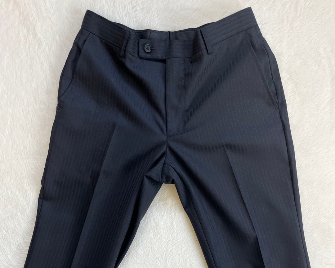 【未使用】スーツ　セットアップ　スリーピーススーツ　ブラック　ストライプ