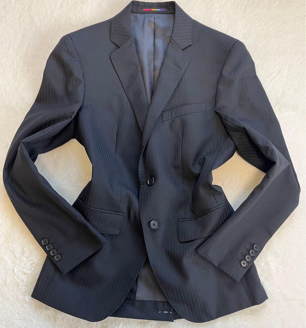 【未使用】スーツ　セットアップ　スリーピーススーツ　ブラック　ストライプ