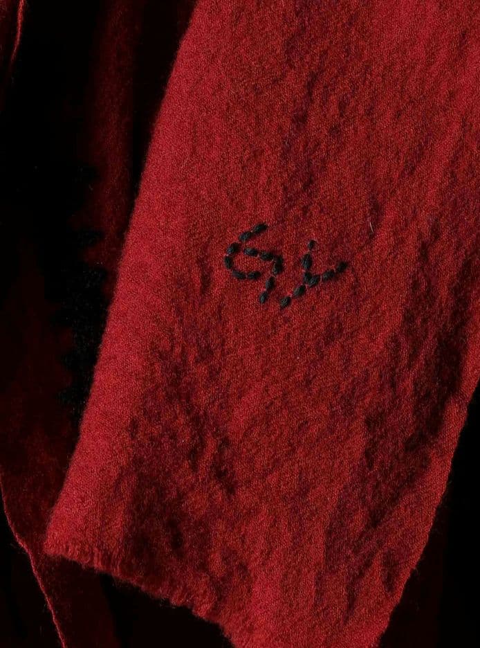 ヨウジヤマモト　グラウンドワイ　ボルドーステッチマフラー