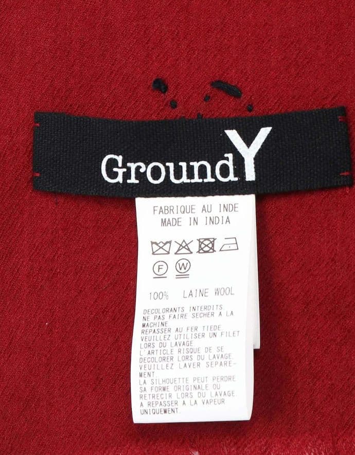 ヨウジヤマモト　グラウンドワイ　ボルドーステッチマフラー