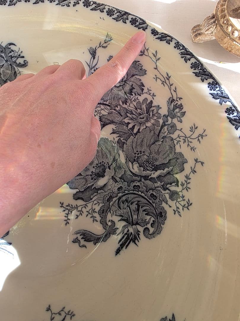 Saint-Amand窯のアンティークピシェとベイスン Anemoneアネモネ