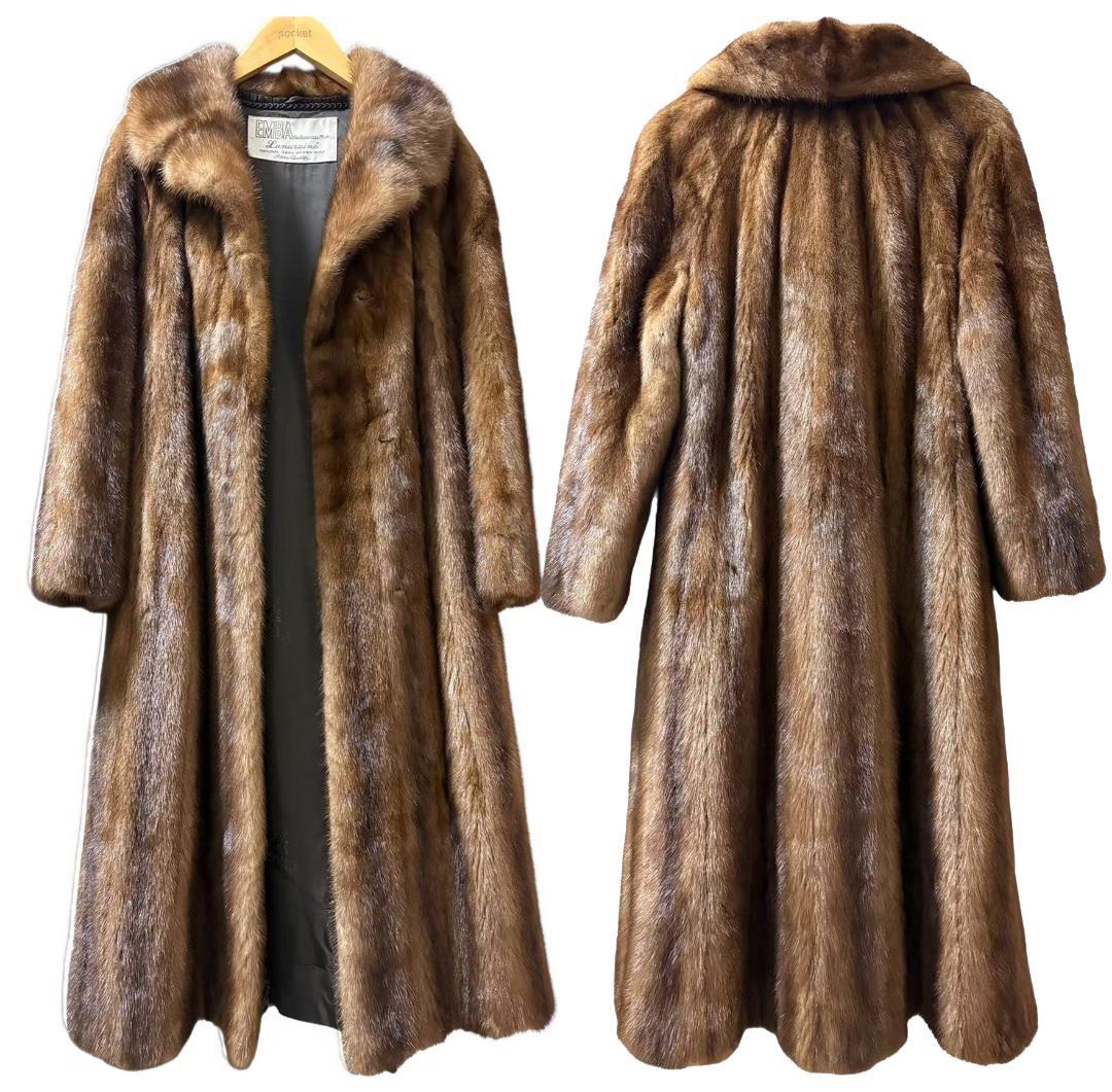 EMBA エンバ　パステルミンク　柔らか　ミンクコート　本毛皮　ファー　ロング丈