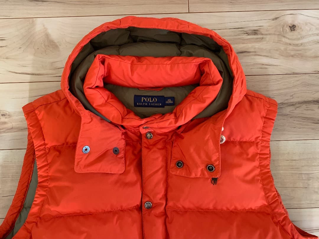 POLO RALPH LAUREN フード ダウンベスト オレンジ XXL