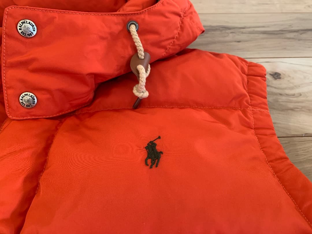 POLO RALPH LAUREN フード ダウンベスト オレンジ XXL