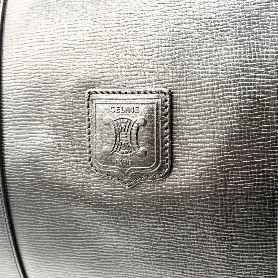 【美品】セリーヌ ボストンバッグ トリオンフ レザー ブラック 大容量