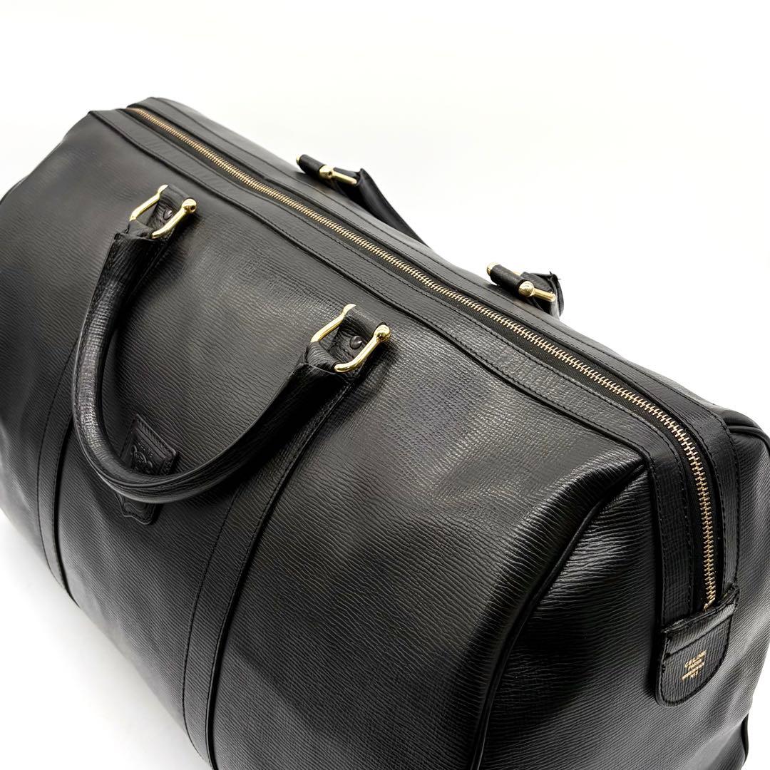 【美品】セリーヌ ボストンバッグ トリオンフ レザー ブラック 大容量