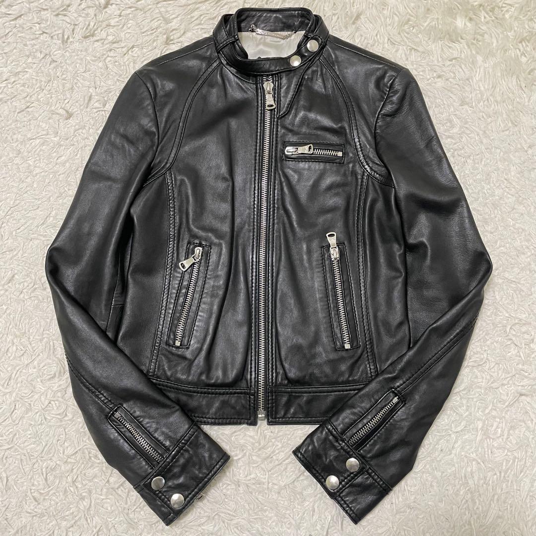 極美品 ドルチェ&ガッバーナ ラムレザージャケット マルチジップ 40/L相当
