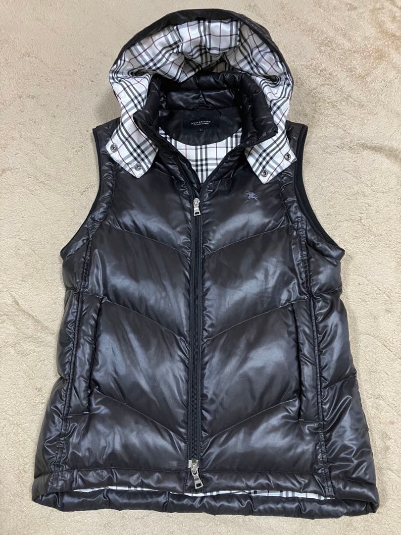 【Niko様】バーバリーブラックレーベルダウンベスト　ノバチェック美品、Lサイズ